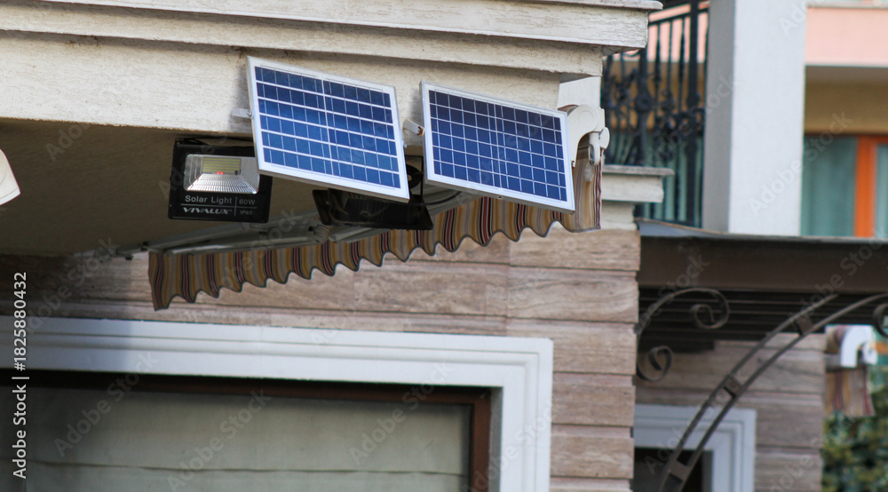 Fototapeta premium Two Solar Panels Close-Up Renewable Energy