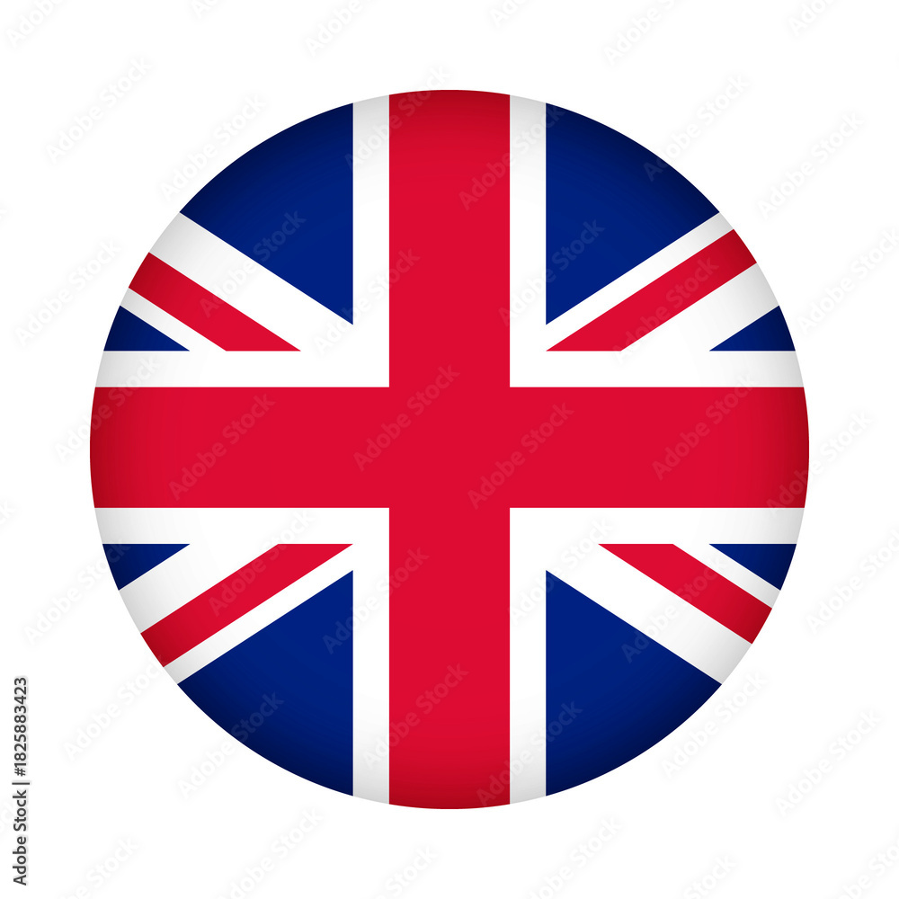 Obraz premium Uk flag round. 3d illustration round button flag of united kingdom transparation png 