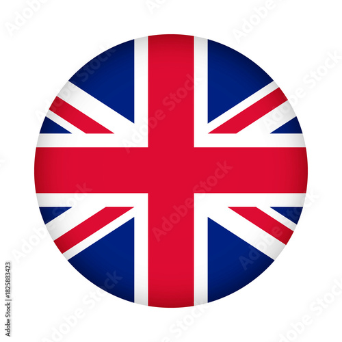 Uk flag round. 3d illustration round button flag of united kingdom transparation png	