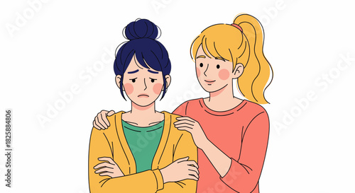A woman comforts a sad friend, offering support and empathy in a moment of distress.