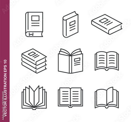Book line icons- Mini collection and editable stroke series icon