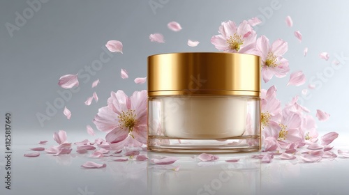 Cream jar with cherry blossoms
