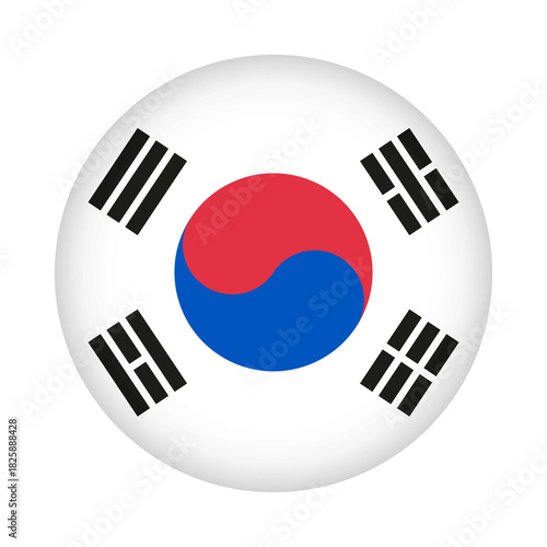 South Korea flag round. 3d illustration round button flag of South Korea transparation png	