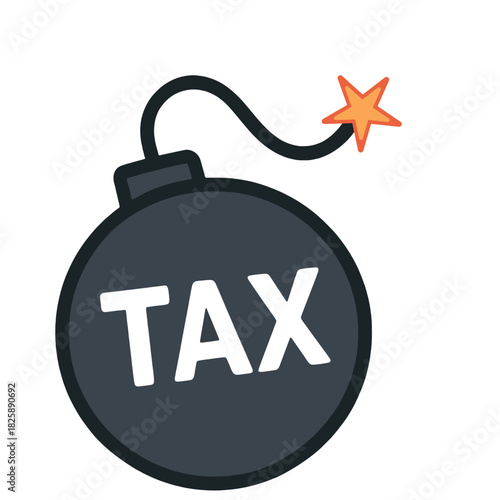 Tax Time Bomb Financial Stress a lit bomb labeled “TAX,” symbolizing tax deadlines, financial pressure, urgency, and anxiety during tax season