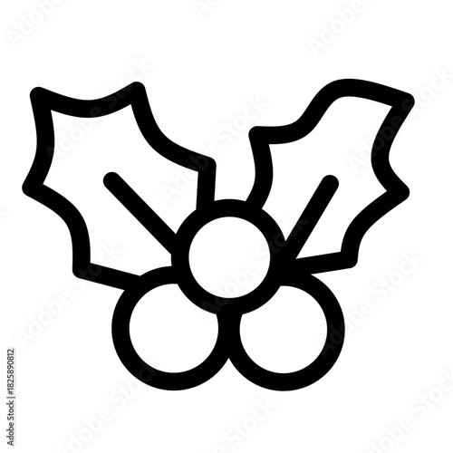 Holly Leaves and Berries Icon Outline Vector