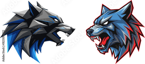 Aggressive wolf heads facing each other, representing a fierce rivalry or competition