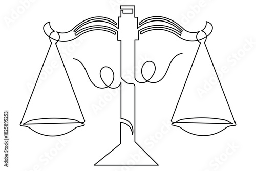  Justice fairness icon continuous outline drawing simple style legal balance