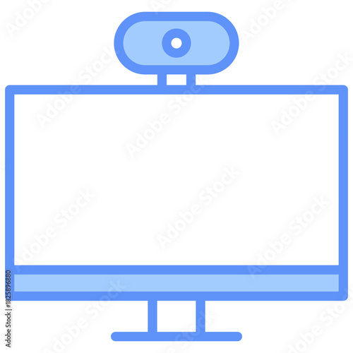 Webcam Outline Blue Color Icon