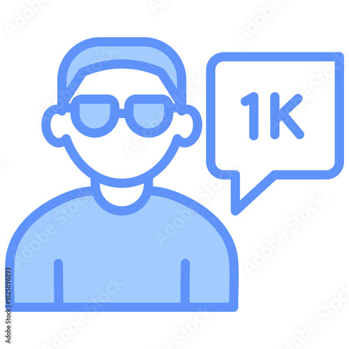 Follower Outline Blue Color Icon