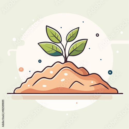 Small Green Plant Growing From Light Brown Soil With Textured Background And Soft Lighting