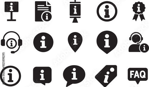   Clean information vector icon collection set, ideal for help centers, guides, notices, dashboards, and UI design.