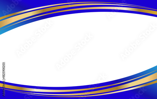 Blue frame, vector footer, border, wavy golden shape for luxury certificate design