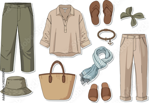 Collection of Fashionable Summer Outfits and Accessories