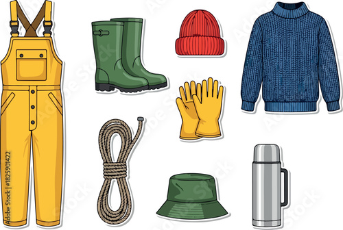 Fisherman's Essential Gear A Collection of Nautical Apparel and Tools