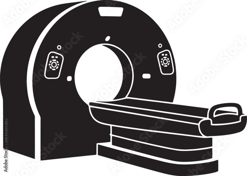 MRI Machine Vector – Medical Imaging Scanner Silhouette Illustration