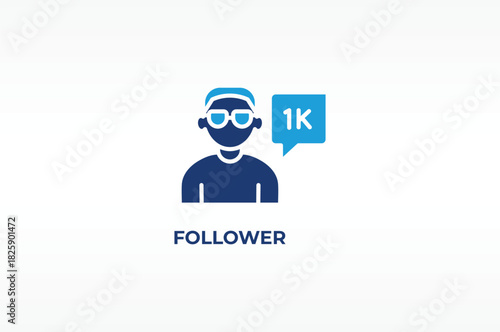 FOLLOWER vector, icon or logo sign isolated symbol illustration