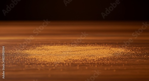 Golden Brown Powder on Dark Wooden Surface