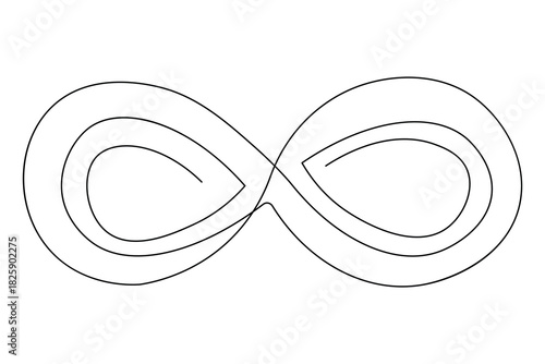 Single line art illustration of classic infinity symbol isolated outline