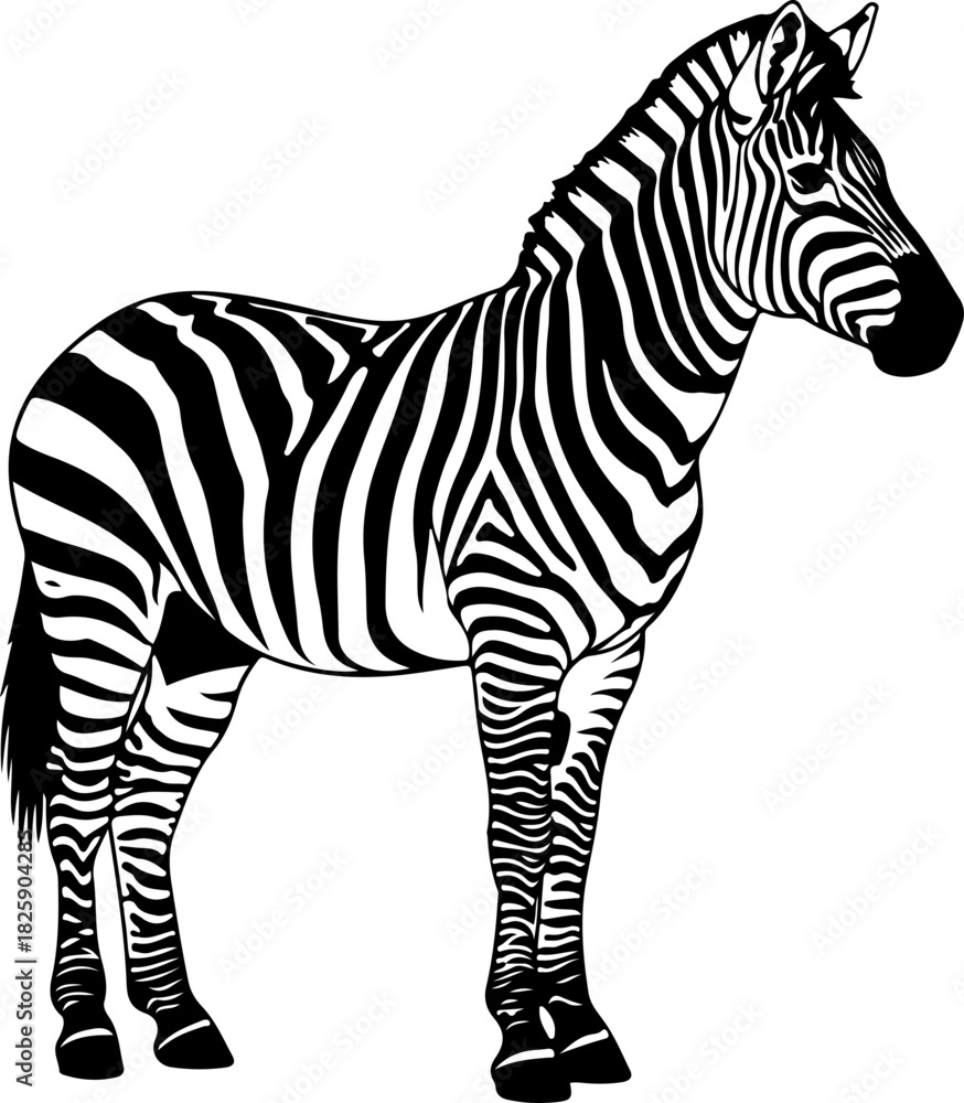 Fototapeta premium Detailed Zebra Silhouette Illustration – African Wildlife Vector Art