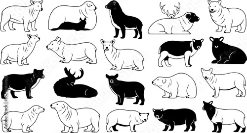 Arctic & Antarctic Animal Silhouette Bundle – Polar Bears, Penguins, Seals, Walrus & Arctic Fox