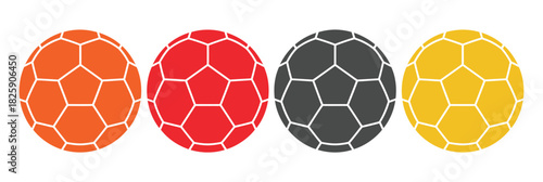 Sports Handball Icon Vector Collection, Player and Ball Illustrations, Goal Symbols, Silhouette and Line Art Style, Ideal for Athletic Branding, Sports Apps, and Event Graphics