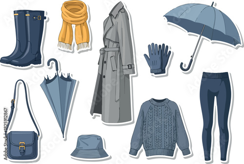Autumn Fashion Essentials Boots, Umbrella, Coat, and More
