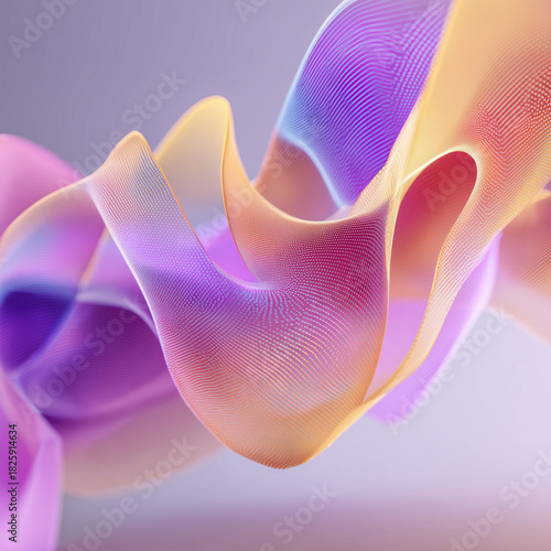 Twisted Neon Mesh: Abstract Flowing Data Wave 3D