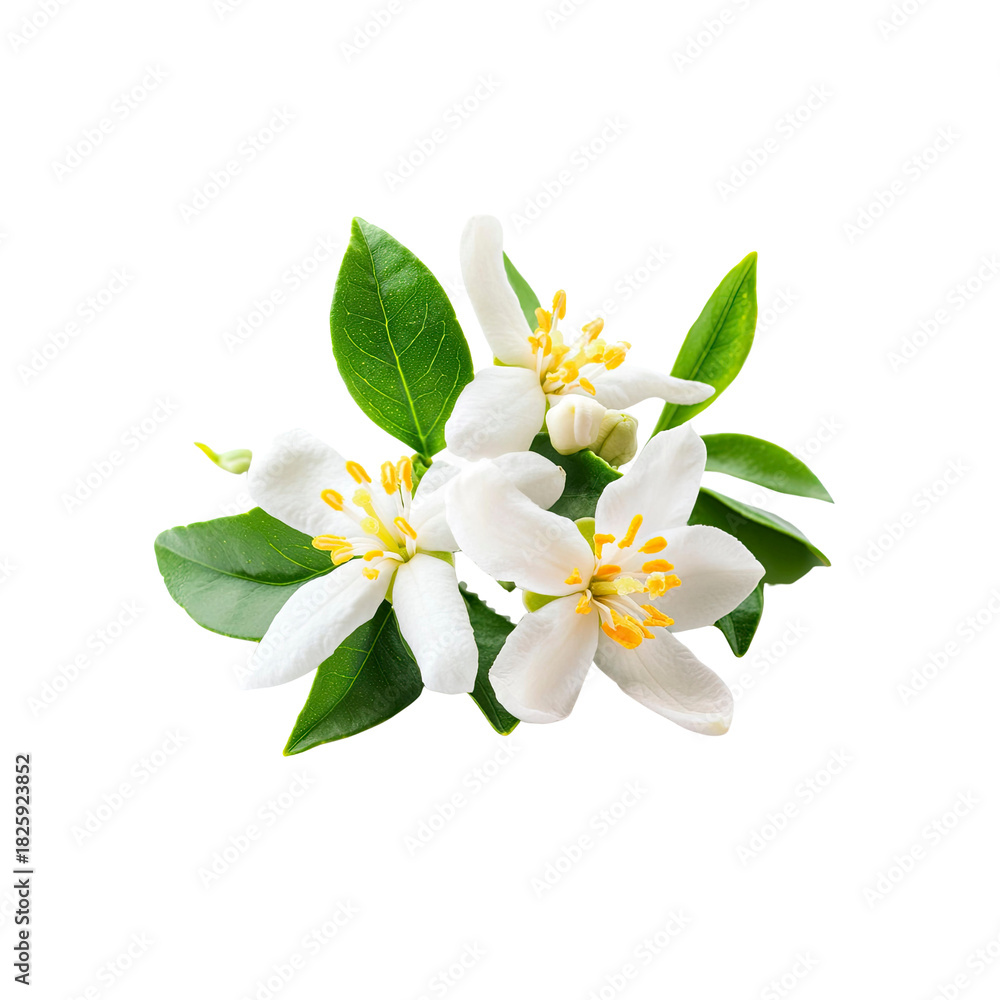 Fototapeta premium Orange blossoms with leaves on Transparent Background