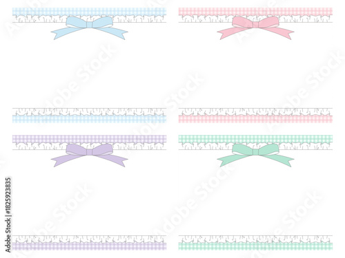 リボンがついたかわいいギンガムチェックのフリルフレームセット