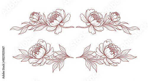 Charming peony decorative dividers with intricate floral designs