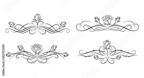 Refined decorative dividers featuring delicate rose  designs
