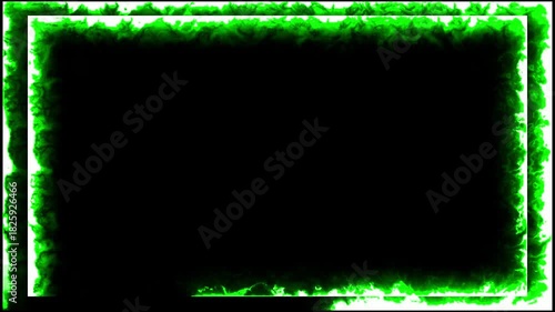 Lime neon glowing border frame with black background
