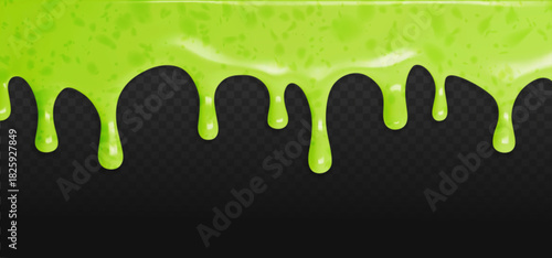Halloween green slime border with dripping goo texture. Vector sticky jelly splash and liquid drops in spooky frame. Realistic toxic snot design for monster games and comic banner backgrounds.