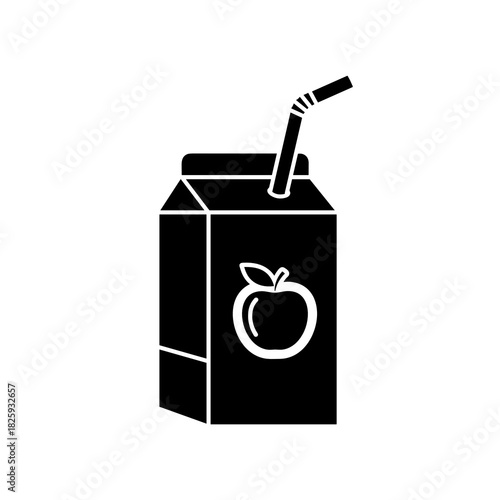 Silhouette of a juice box with a straw and 