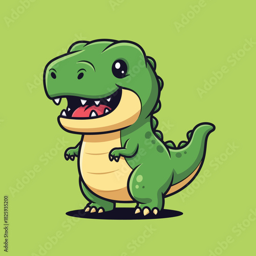 Cute dino tyrannosaur standing cartoon vector icon illustration animal nature icon isolated flat