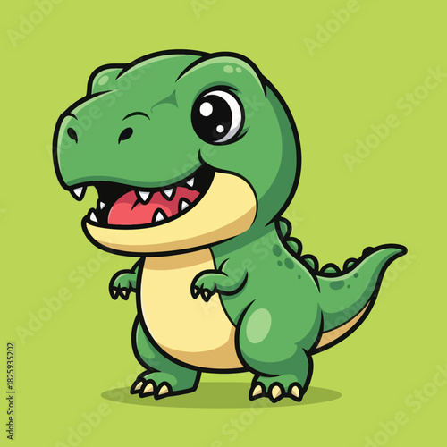 Cute dino tyrannosaur standing cartoon vector icon illustration animal nature icon isolated flat