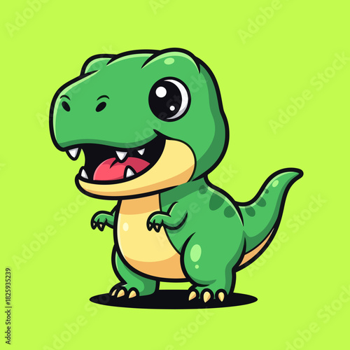 Cute dino tyrannosaur standing cartoon vector icon illustration animal nature icon isolated flat