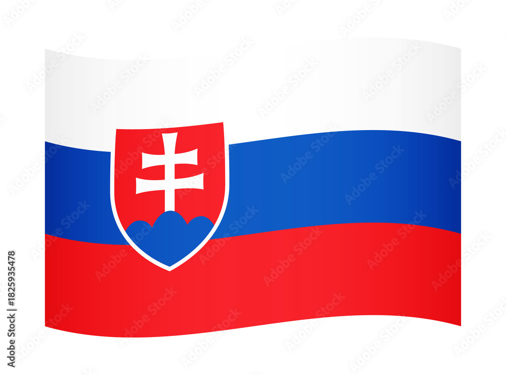 Obraz premium Slovakia wavy flag illustration. Waving flag of Slovakia transparation png