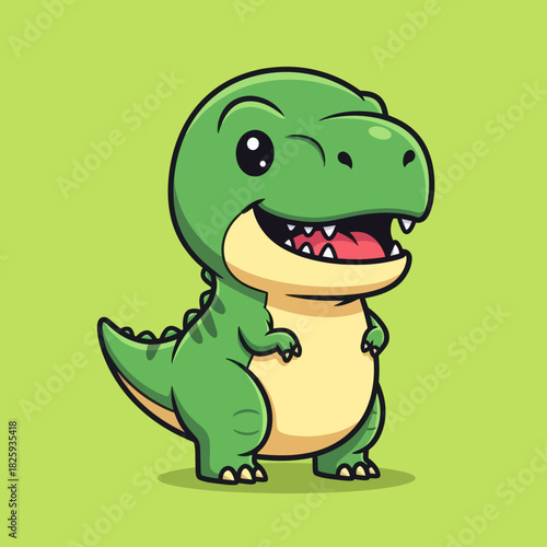 Cute dino tyrannosaur standing cartoon vector icon illustration animal nature icon isolated flat