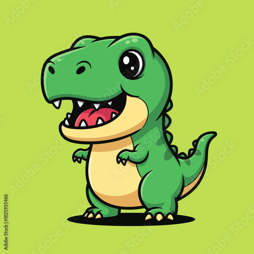 Cute dino tyrannosaur standing cartoon vector icon illustration animal nature icon isolated flat