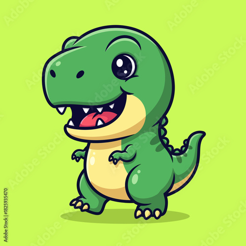 Cute dino tyrannosaur standing cartoon vector icon illustration animal nature icon isolated flat
