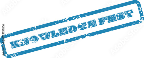 Distressed blue stamp with the words Knowledge Fest in bold lettering