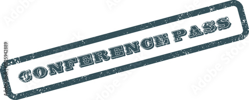 A Dark Teal Conference Pass with a Faded Distressed Border