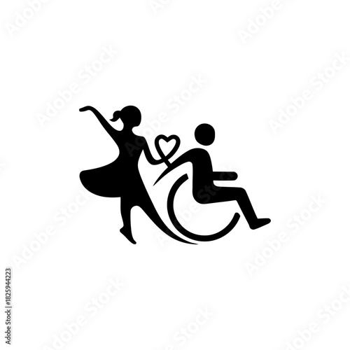 Icon shows love, care, support for disabled partner.