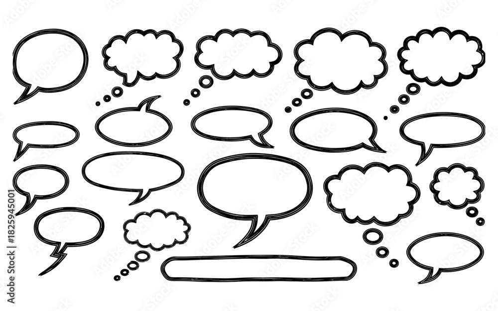 Fototapeta premium Collection of comic speech bubbles and cartoon text balloons for chat and communication vector illustration set
