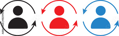 Replace person icon set, Person with arrow change icons, Vector icon symbol for website, User staff rotation icon symbol,
