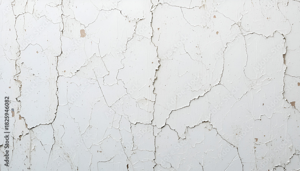 Fototapeta premium Distressed white plaster background texture for authentic aged wall effect, perfect for grunge designs or realistic backdrops, adding unique vintage character