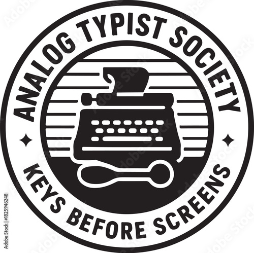 Analog Typist Society Retro Typewriter Badge.eps