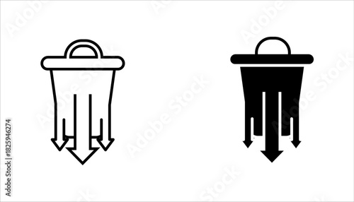 Waste Disposal Icon set.  – Trash with Downward Arrows  vector illustration, pictogram isolated on white background. color editable