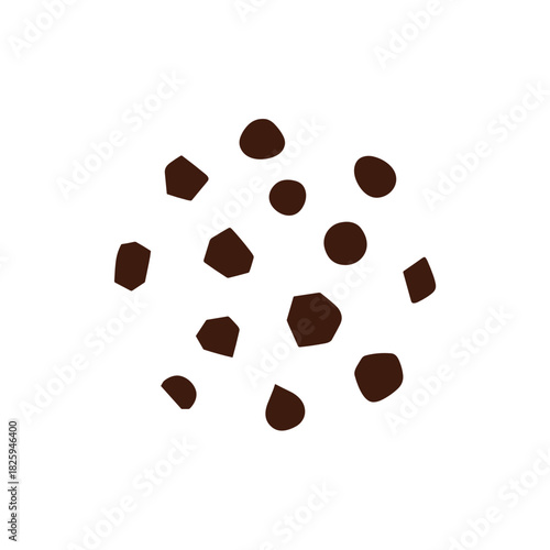Chocolate chip cookie crumbs illustration in minimalist design